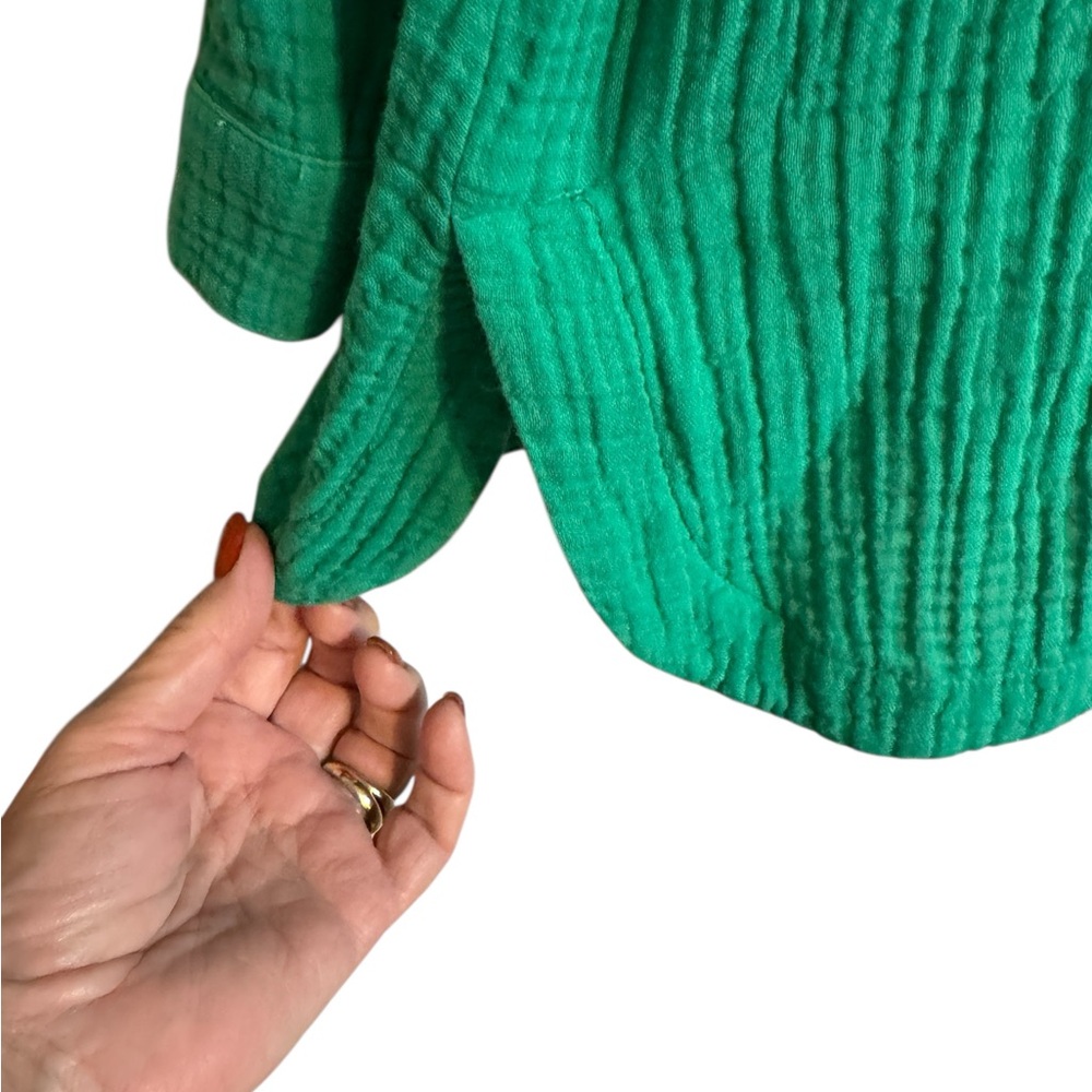 J. Jill Relaxed Button-Front Shirt in Spring Green LARGE/PETITE #G - Picture 4 of 7